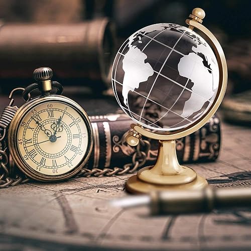 Miniatura 2 de Maverton Globo de cristal para hombre - Globo del mundo en caja elegante para él - Mapa del mundo cortado con láser para viajero - Caja con