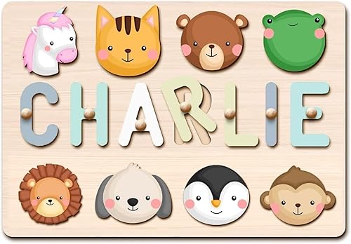KAAYEE Rompecabezas de nombre personalizado para niños, regalos de primer cumpleaños para niñas y niños, rompecabezas personalizados para niños