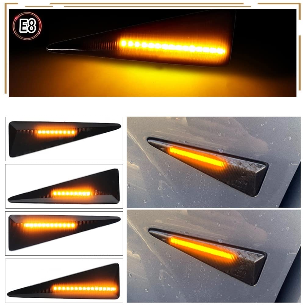 2 pièces dynamique ambre côté marqueur clignotant for Renault Avantime Espace IV Megane 2 for scénic 2 for Vel Satis 02-09 for vent 10-13(Dynamic Crystal)