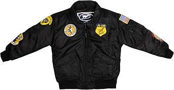 Up and Away Youth CWU Squadron Bomber Flight Jacket Black