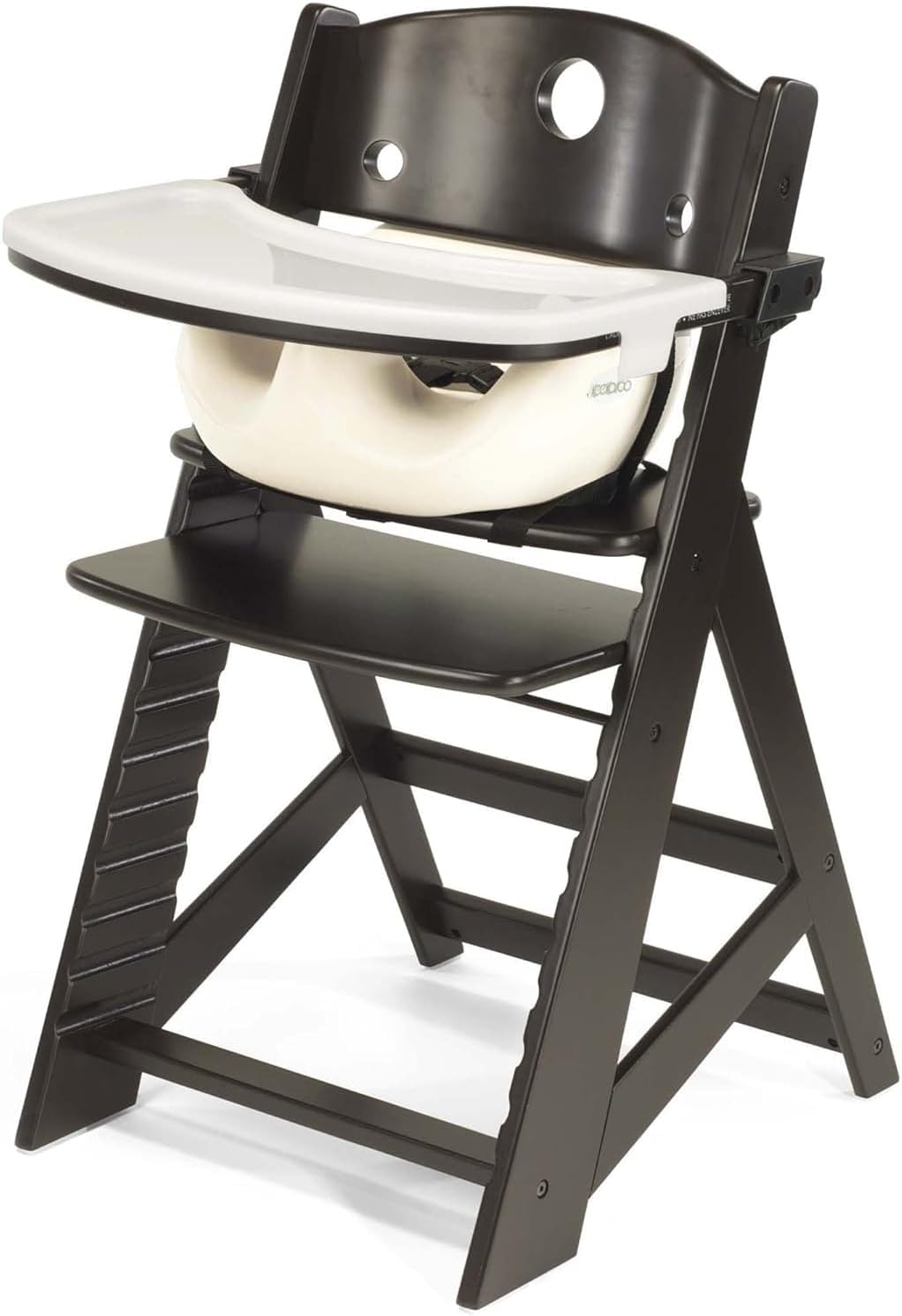 Height Right High Chair with Infant Insert & Tray, Espresso/Vanilla