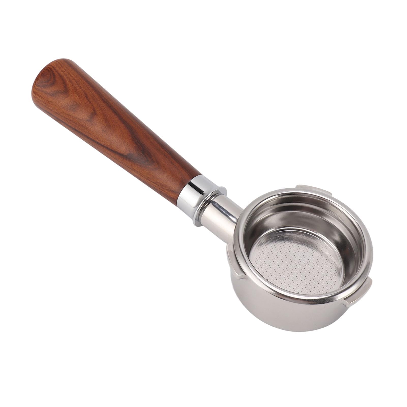 Pssopp Portafiltro sin Fondo de 58 mm, Diseño de 3 Orejas con Mango de Madera Maciza de Secoya para Máquinas de Café, Estilo A1