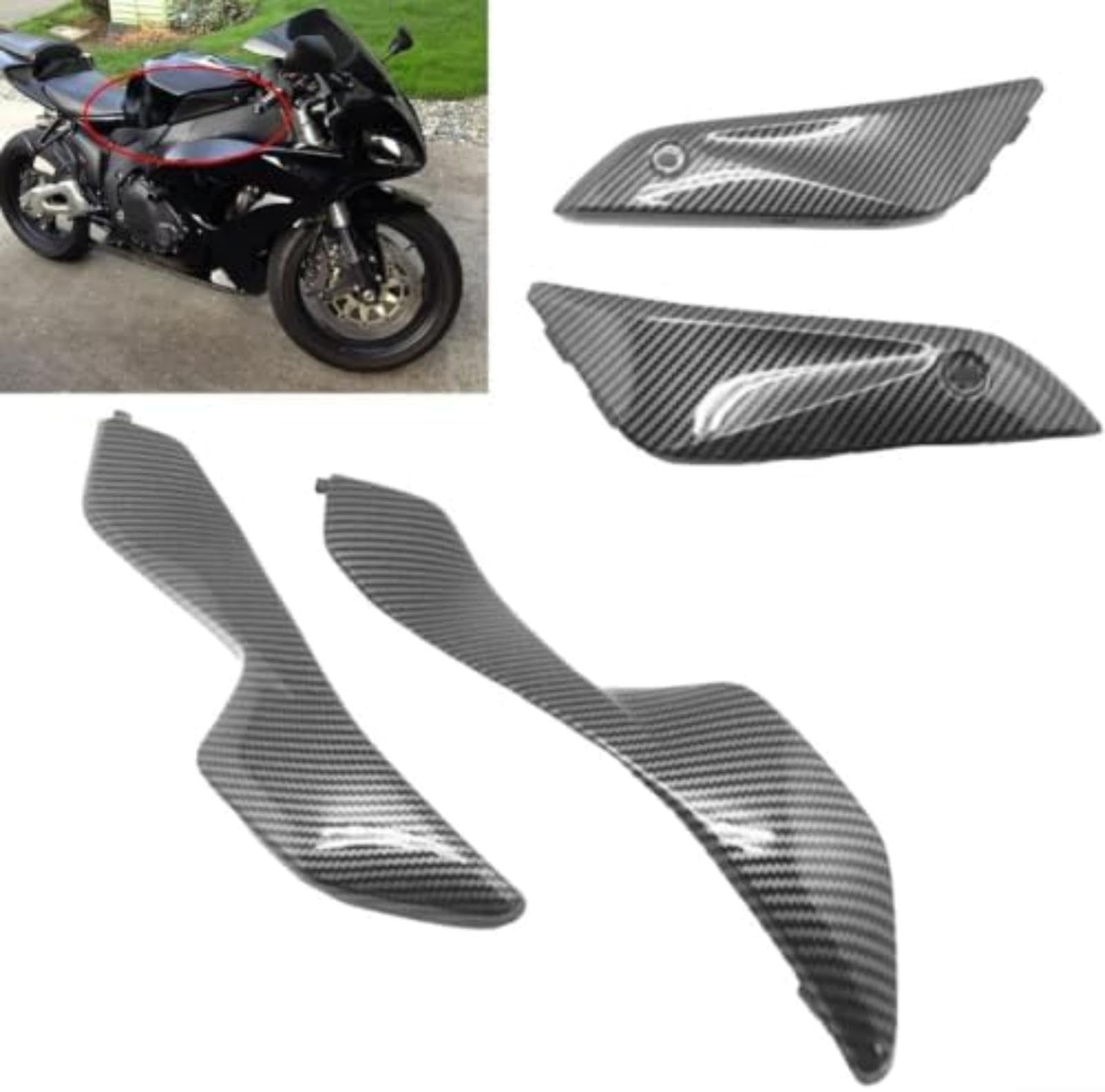 4 szt. Panele boczne owiewki motocykla Wzór karbonowy, dla Cbr 1000 Rr 04-07 Siła ABS, dla aerodynamicznej osłony Część tuningowa Czarny Osłona panelu bocznego roweru Osłona panelu