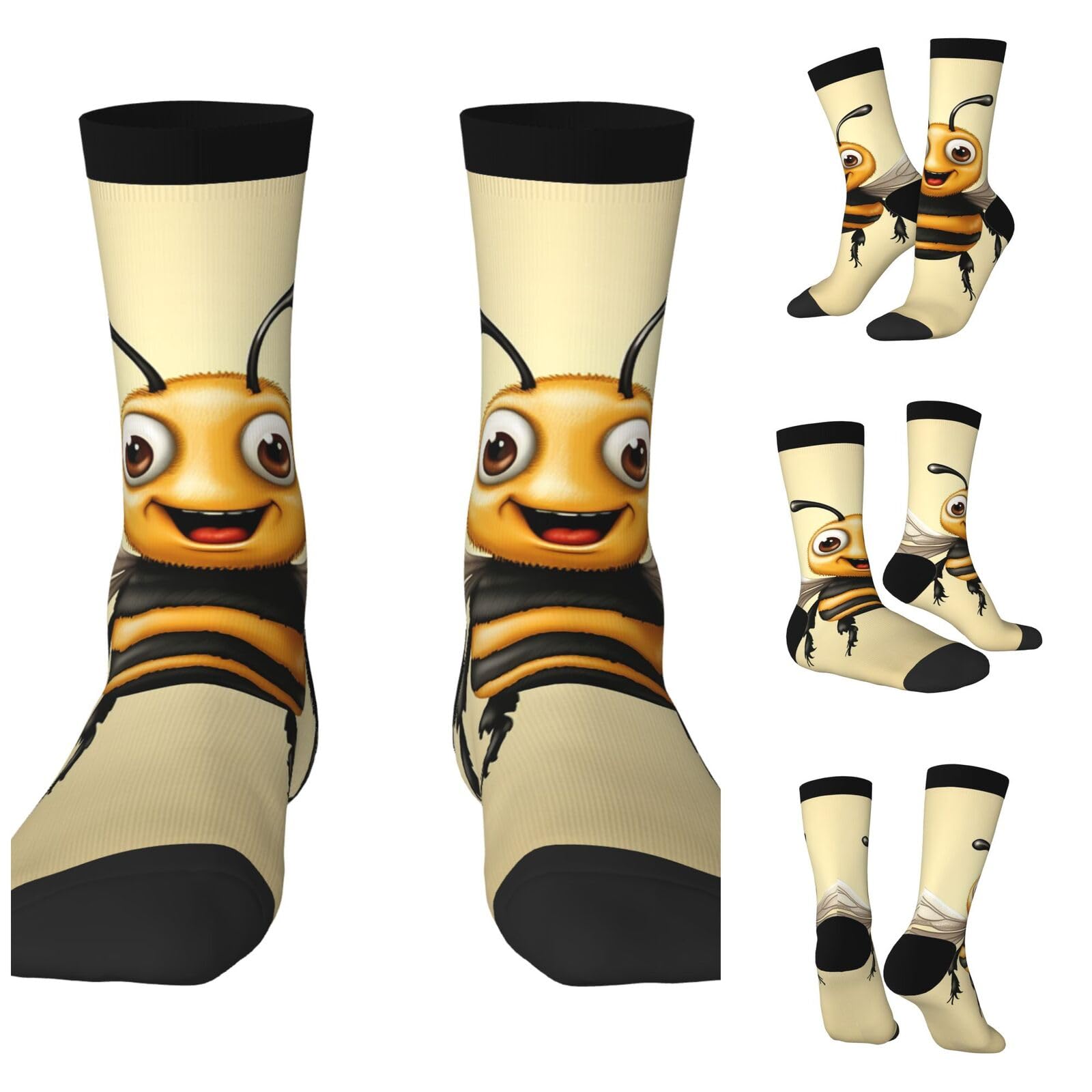 LZQPOEAS Honey Bee Athletic Socks Unisex Cushioned Crew Socks Hiking Running Calf Sock Soft Above Ankle Sock