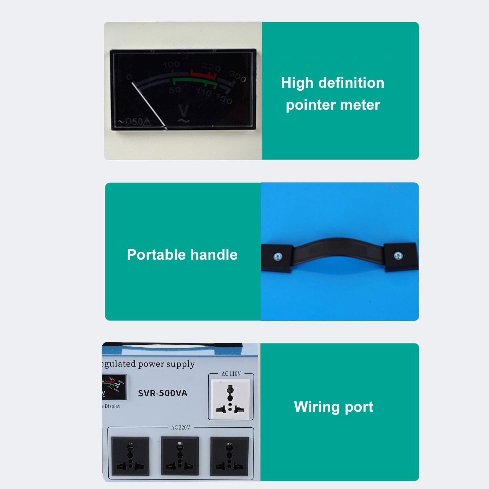 Jiawu Convertitore Convertitore di Tensione Regolatore Automatico Stabile 500 W per Vari Dispositivi Elettronici Materiale ABS (Spina UE 160-250 V)