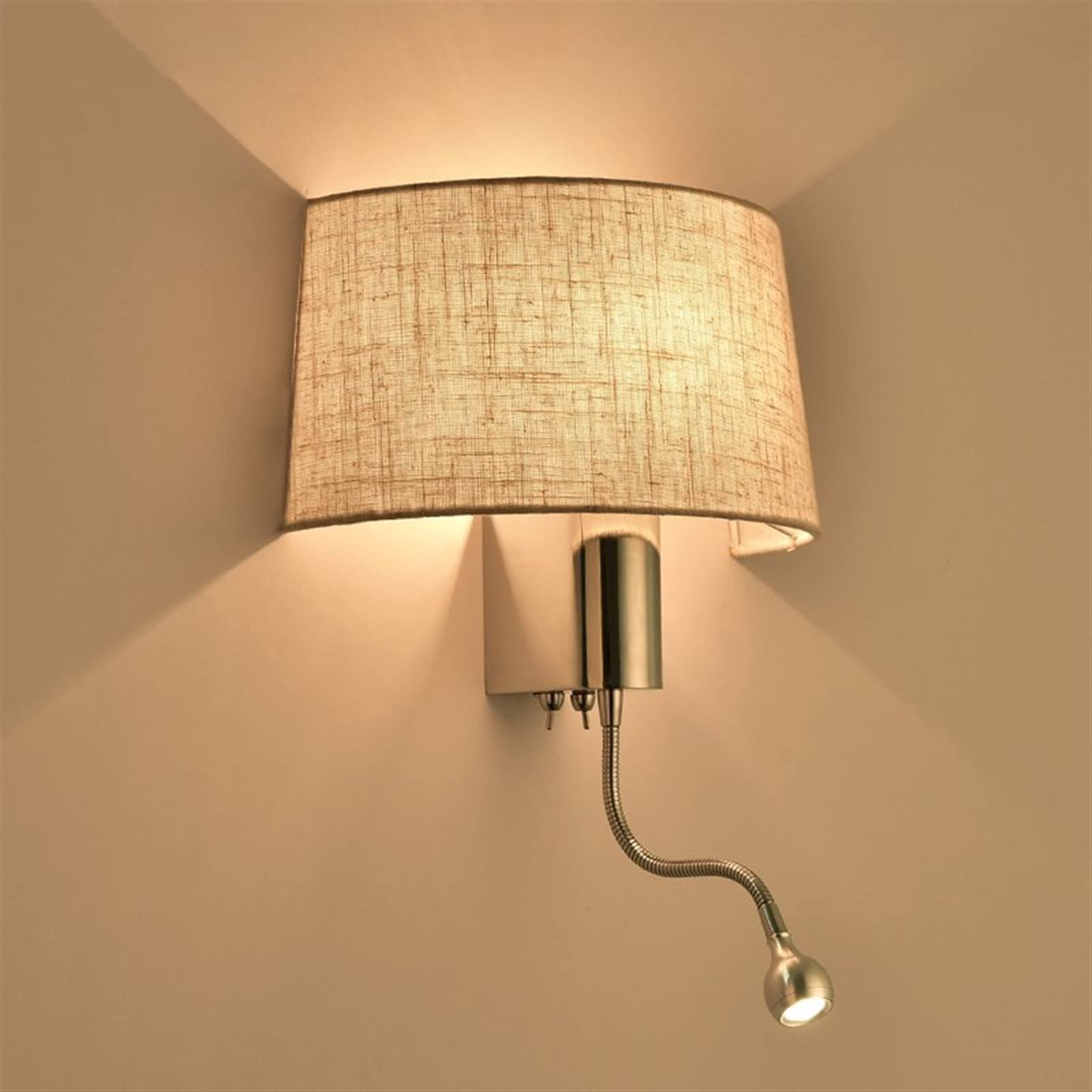 Apliques de cabecera de dormitorio murale LED modernos con pantalla de lino luz cálida 8