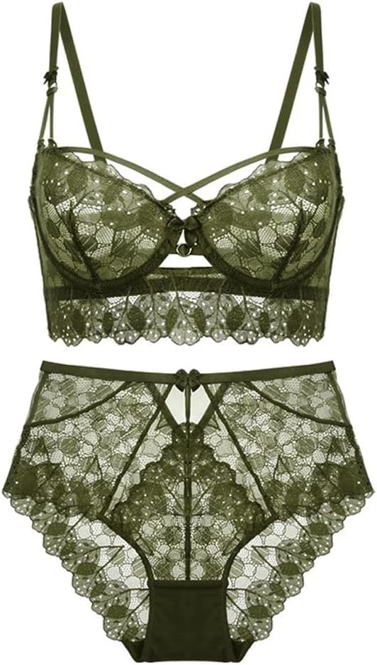 Women's Thin Bra Water Soluble Embroidery Lace Underwear Push-up Side Set