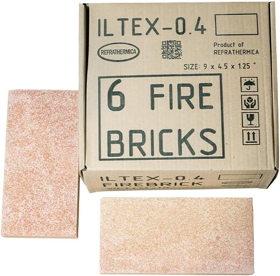 RTH-USA ILTEX-0.4 Ultralight Fire Insulation Bricks – Box of 6, 9” x 4.5” x 1.25” – High Thermal Insulation, Low Conductivity, Eco-Friendly – Max Service Temp 1562°F (850°C)