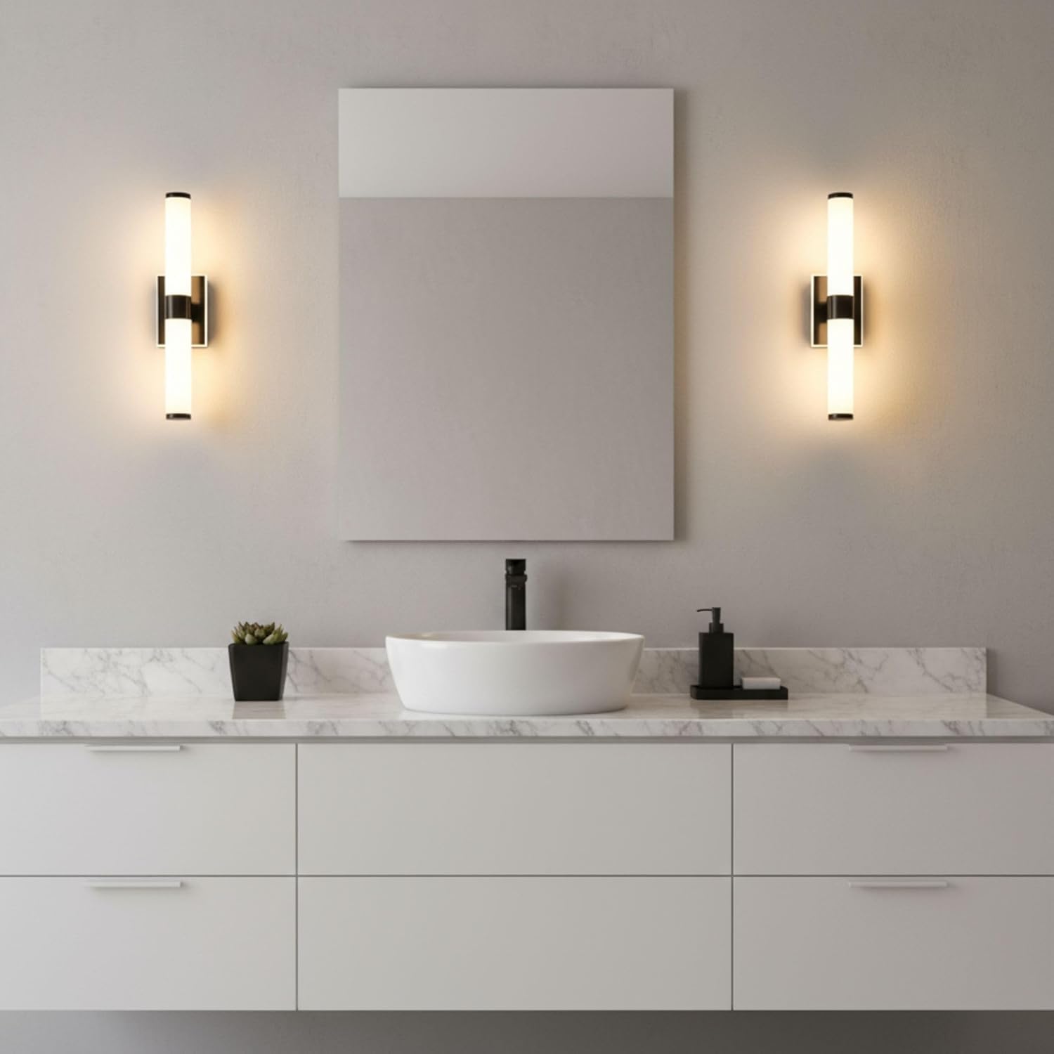 20 Inch LED Vanity Light Bar with Motion Sensor, Dual LED Source | 4 Lighting Modes (incl. Night Light) | 3000K Warm White, Dimmable, CRI 90+, 1040LM, ETL Listed (Matte Black)