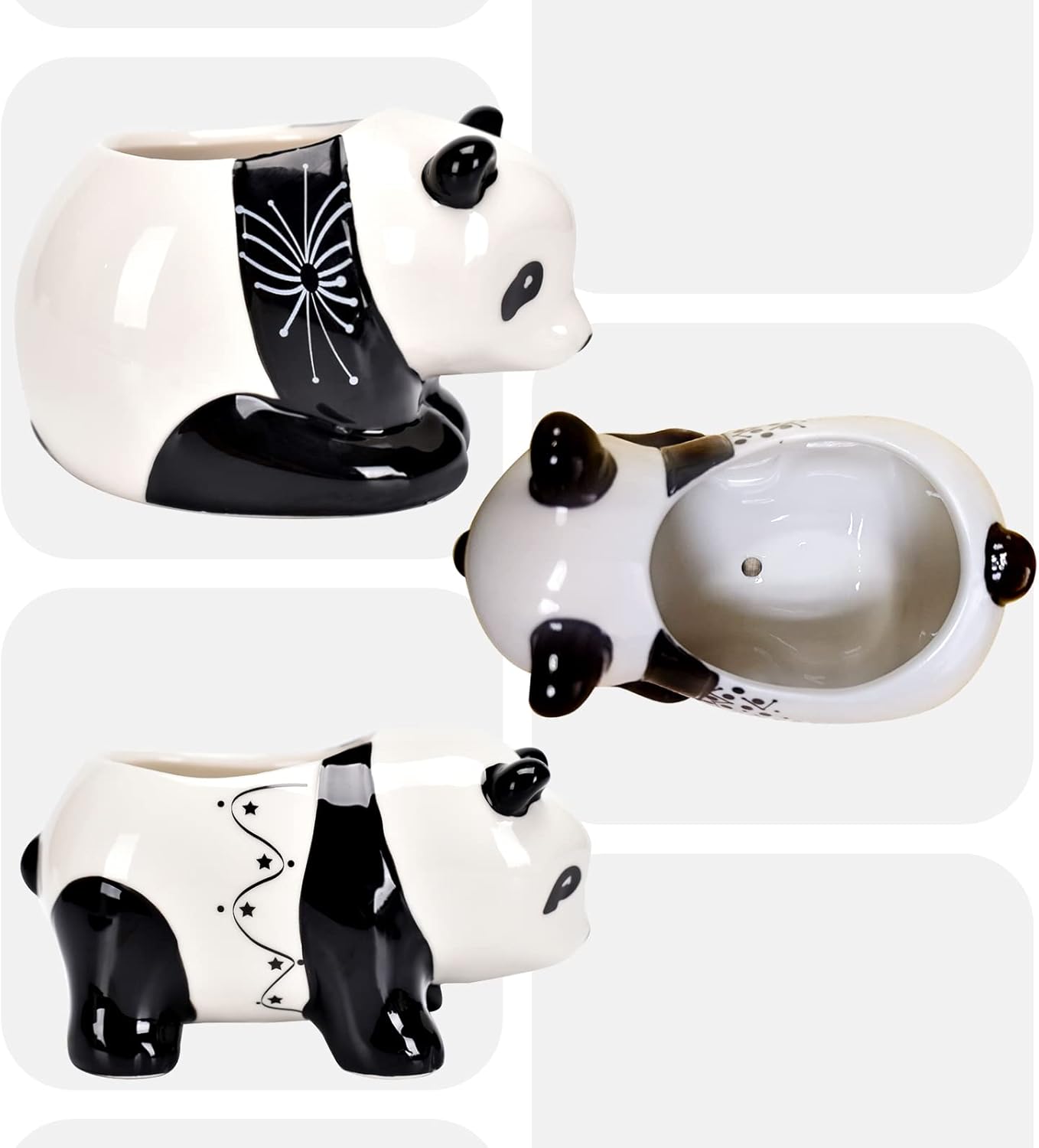Cute Animal Succulent Pots Bulk, Small Animal Succulent Planters for Indoor Plants, Mini Panda Flower Ceramic Pots Set of 3