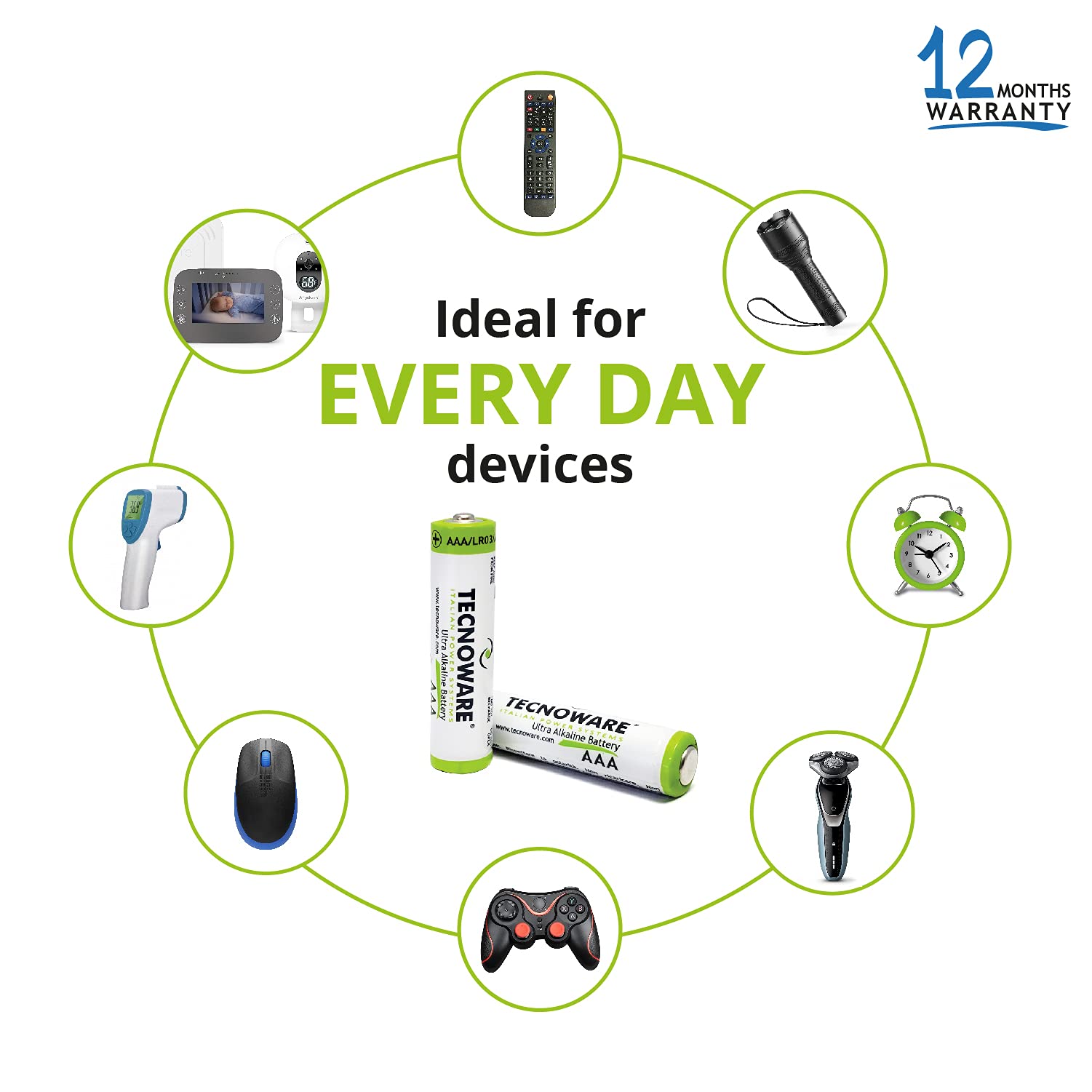 Tecnoware Power Systems - Pilas Alcalinas AAA, paquete de 40, 1,5V, Energía Duradera para Juguetes y Mandos, Protección Antifugas, Ecológicas con Embalaje Reciclable, AAA - 5