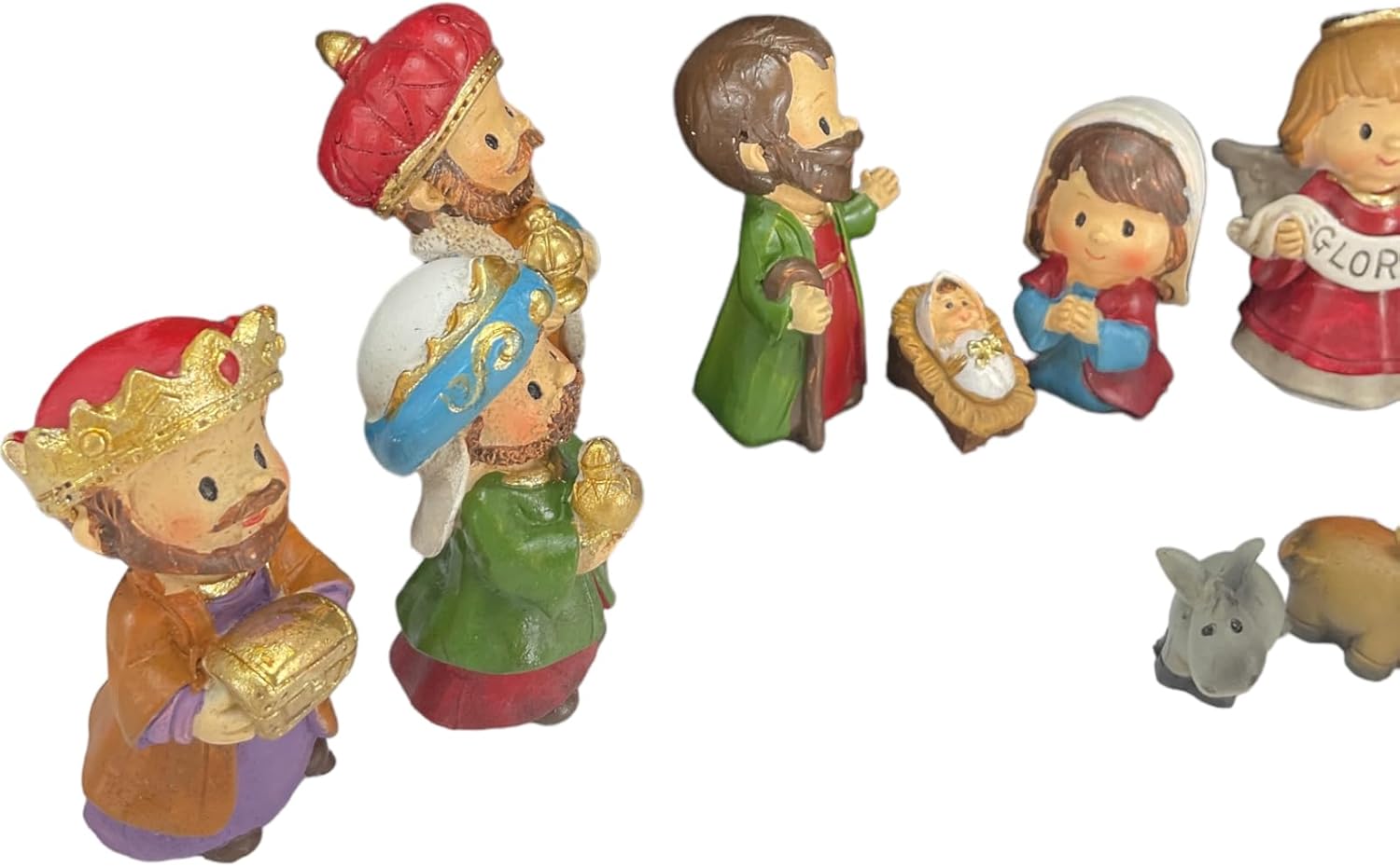 Childrens 11 Piece Nativity Set with Metal Creche 11 x 8 Inches