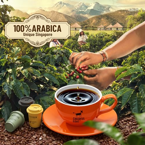 Image of CheerfulGoat Instant Cold Brew Coffee - Speciality Javy Coffee Extract 100% Arabica, Freeze-Dried, No Sugar, No Additives, Low Acid, Healthy for Iced & Hot Coffee, Singapore Coffee, 15 Servings