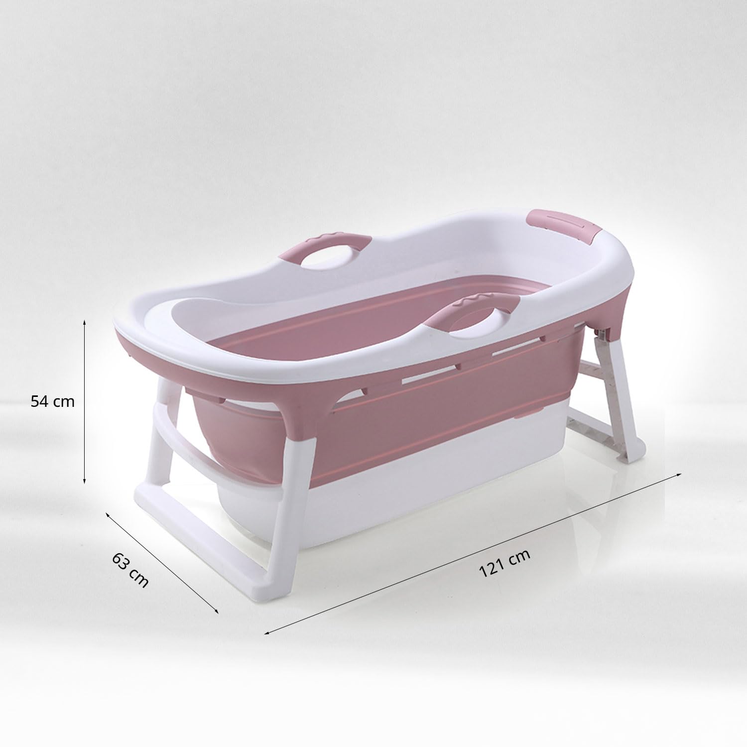 FlinQ Baignoire Pliable Adulte - 121 cm - Rose | Pour salle de bain | Mobile avec siège | Également adaptée aux enfants