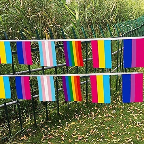 KEAIDO Bandeiras de corda arco-íris orgulho gay faixa sortida para festa desfile decoração de evento