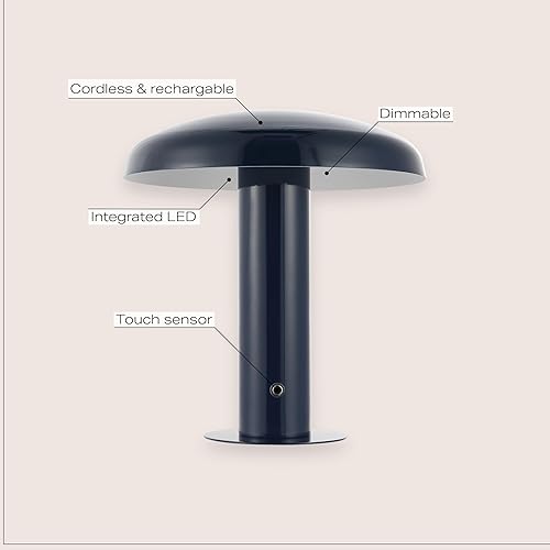 Vista 8 de JONATHAN Y JYL7114C Suillius - Lámpara de mesa LED integrada de hongos de 11 pulgadas, contemporánea, bohemia, recargable, inalámbrica, portátil