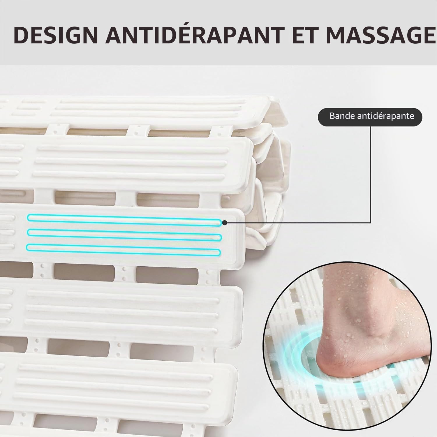 XIYUNTE Tapis de Douche Antidérapant et Anti-Moisissure pour Personnes Âgées - 68 x 40 cm - Tapis de Bain Intérieur avec Ventouses Puissantes