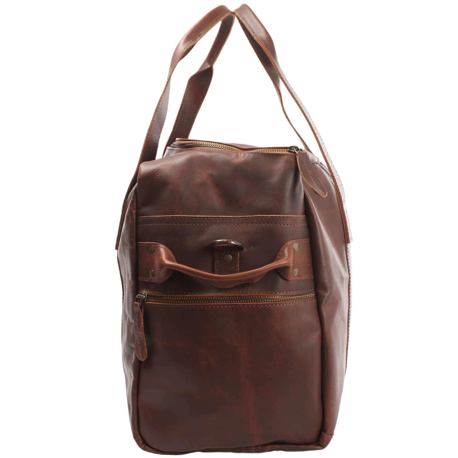 LECONI Reisetasche Büffelleder Handgepäck Leder Sporttasche Unisex groß Weekender 55x30x21cm braun