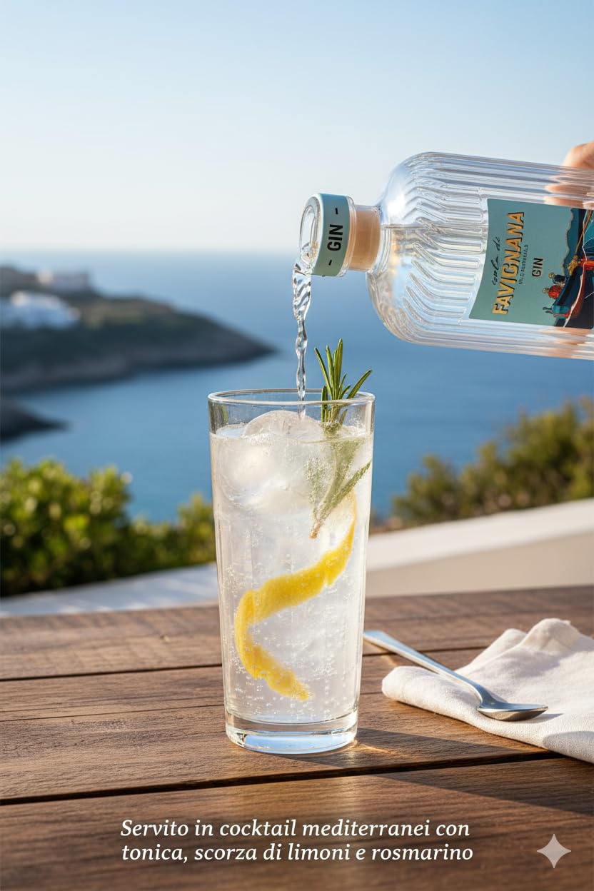 CG94 - Favignana Gin Artigianale, 41% Vol, Bottiglia di Vetro da 700ml, Wild Botanicals, Prodotto in Italia