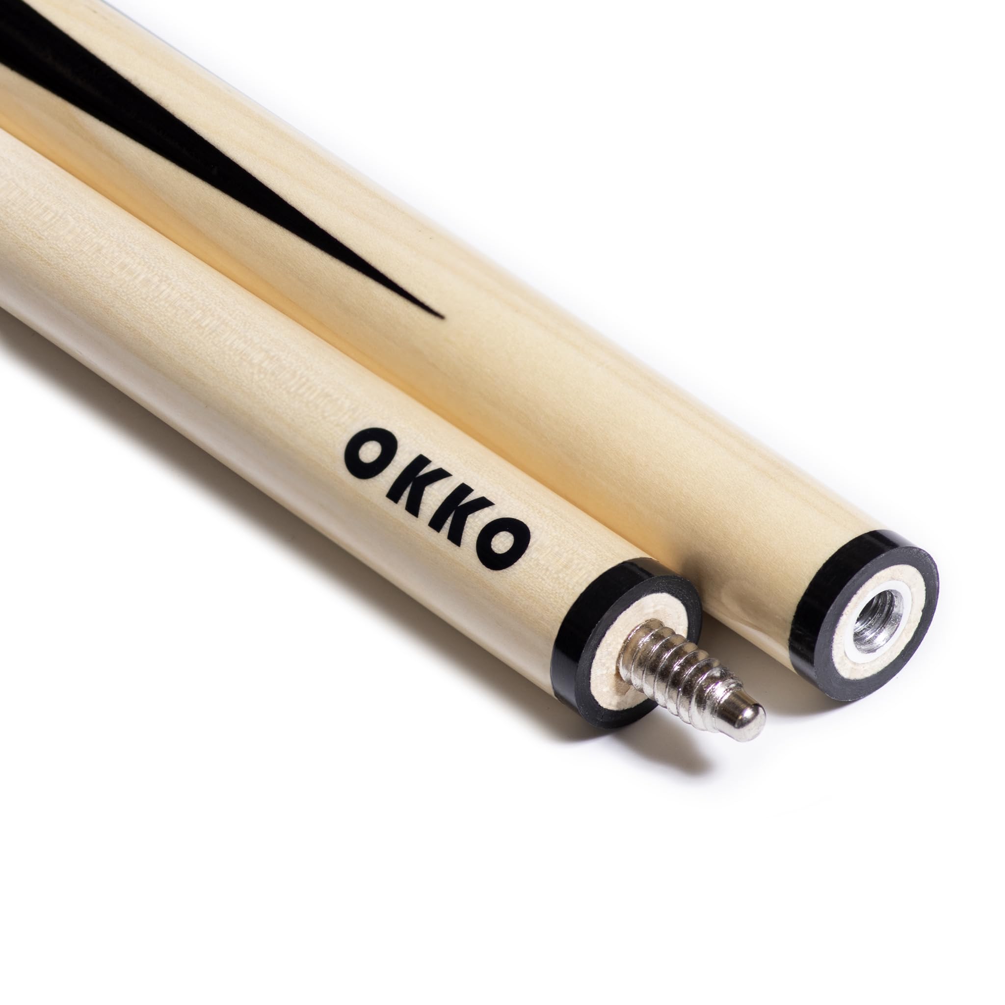 OKKO Pool Billiard House Bar Cue Sticks 57”, Glue-On 13 mm Tip, No Wrap, Pack of 2 (~19-20 oz)