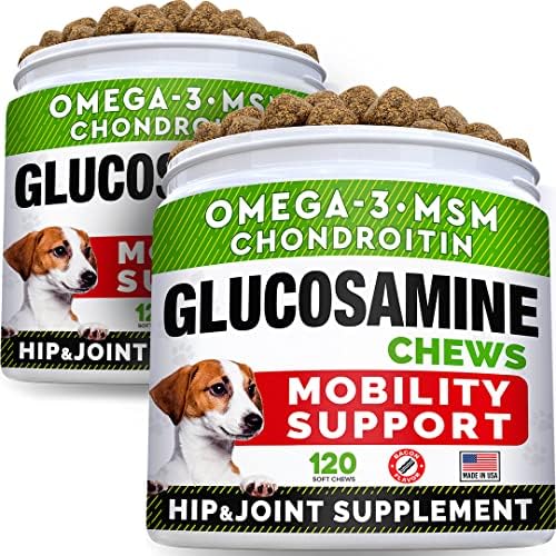 STRELLALAB Glucosamine Treats for Dogs – Joint Supplement w/Omega-3 Fish Oil – Chondroitin, MSM – Advanced Mobility Chews – Joint Pain Relief – Hip & Joint Care – Bacon Flavor – 240 Ct – Made in USA