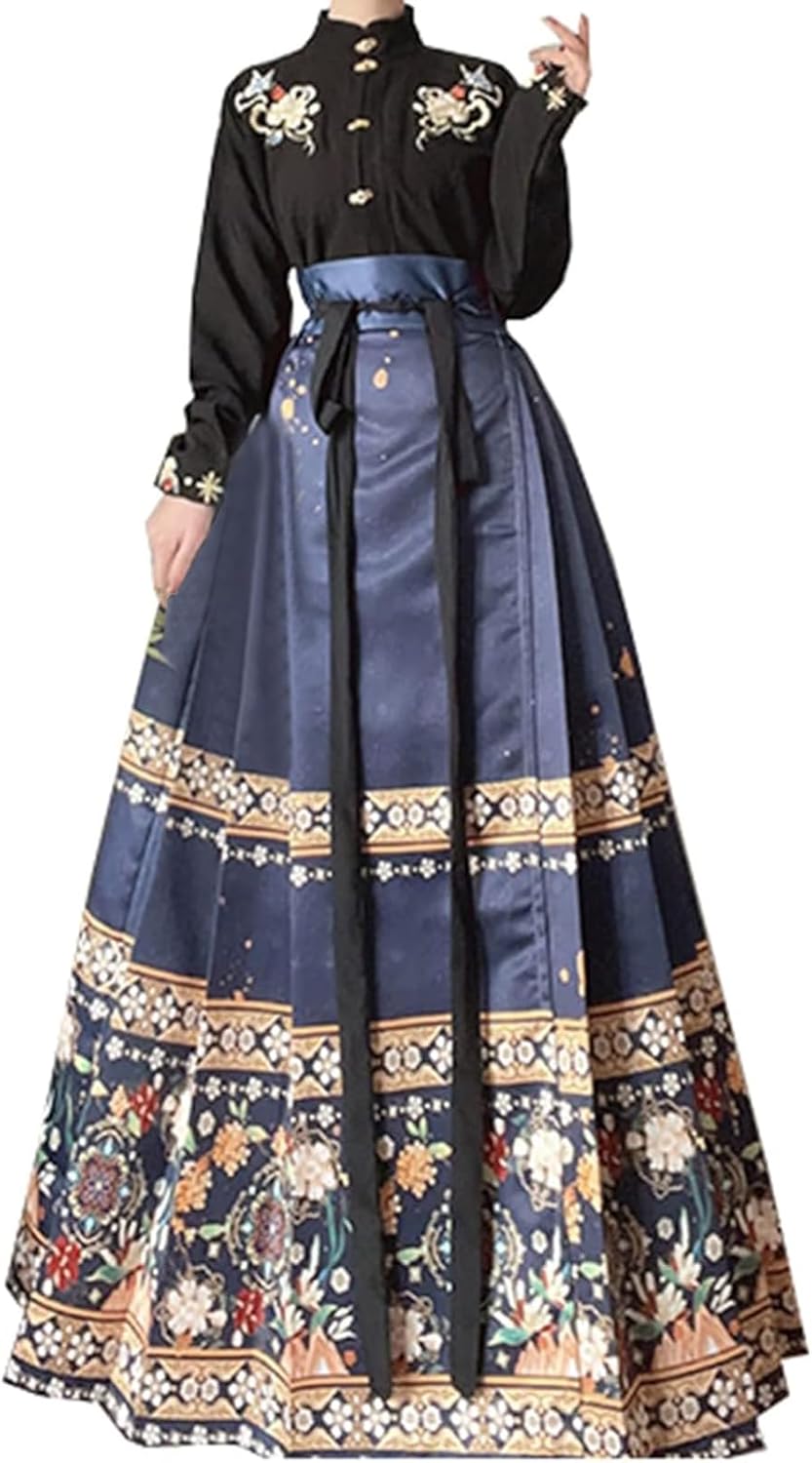 Women's Ancient Chinese Hanfu Dress Stand-up Collar Traditional Cosplay Outfit