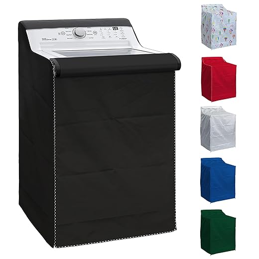 BlueStars Washing Machine Cover For Top-load - Premium Outdoor Protection For Most Washer Dryer Cover - W29”x D28”x H43” (Black)