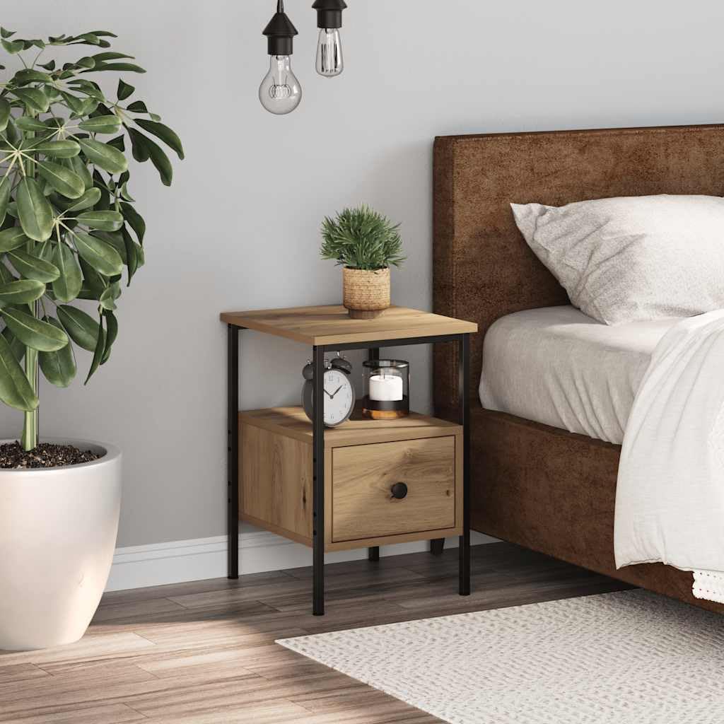 Table de Chevet Bois d'Ingénierie et Finition Chêne Artisanal Qualité