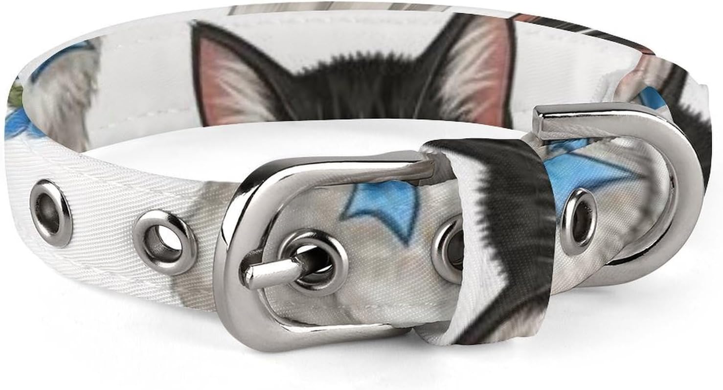Soft Fabric Pet Collar with Adjustable Fit & Secure Metal Buckle, Horror Rose Skull Floral, Comfortable for Small to Medium Dogs Everyday Use