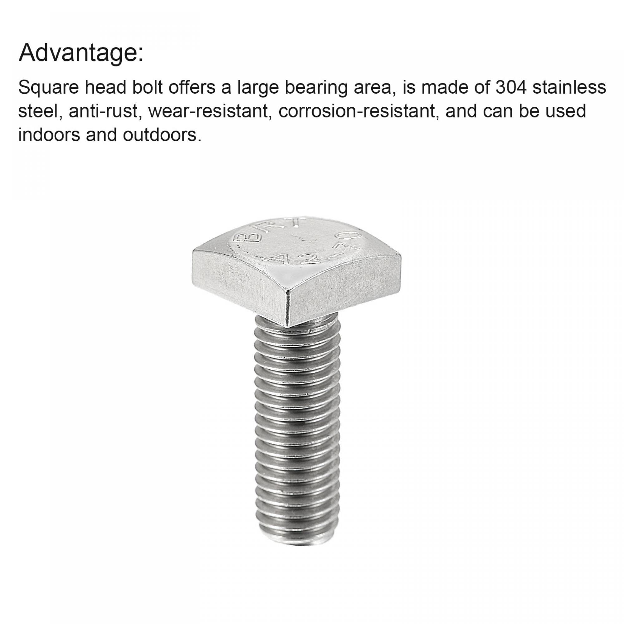 sourcing map Lot de 5 boulons à tête carrée M10 x 30 mm en acier inoxydable 304 de qualité C