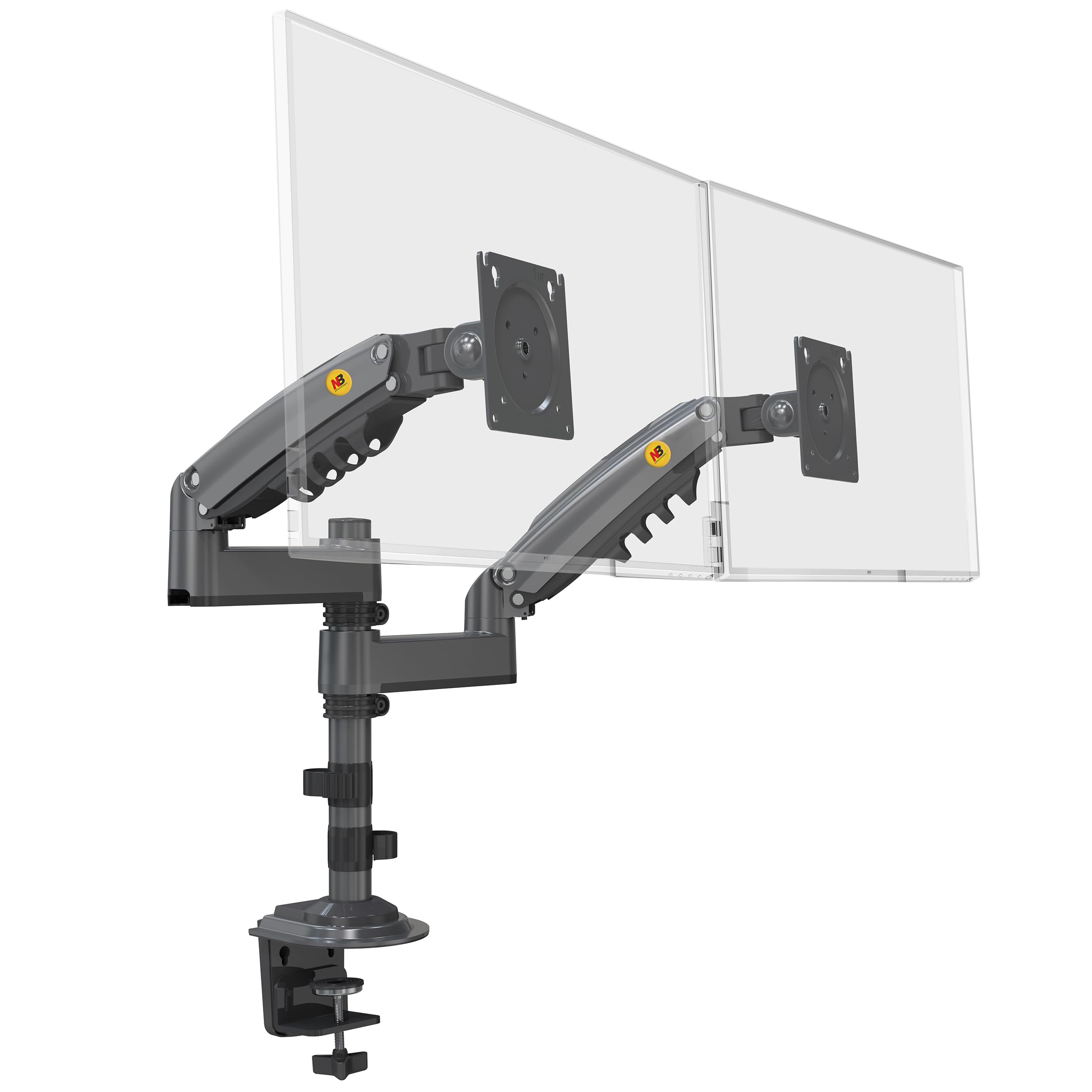 Soporte de Escritorio Giratorio de Alta Resistencia con Resorte de Gas para Dos monitores LCD LED de 17 a 27 Pulgadas con VESA máx. 100 x 100 mm, hasta 9 kg