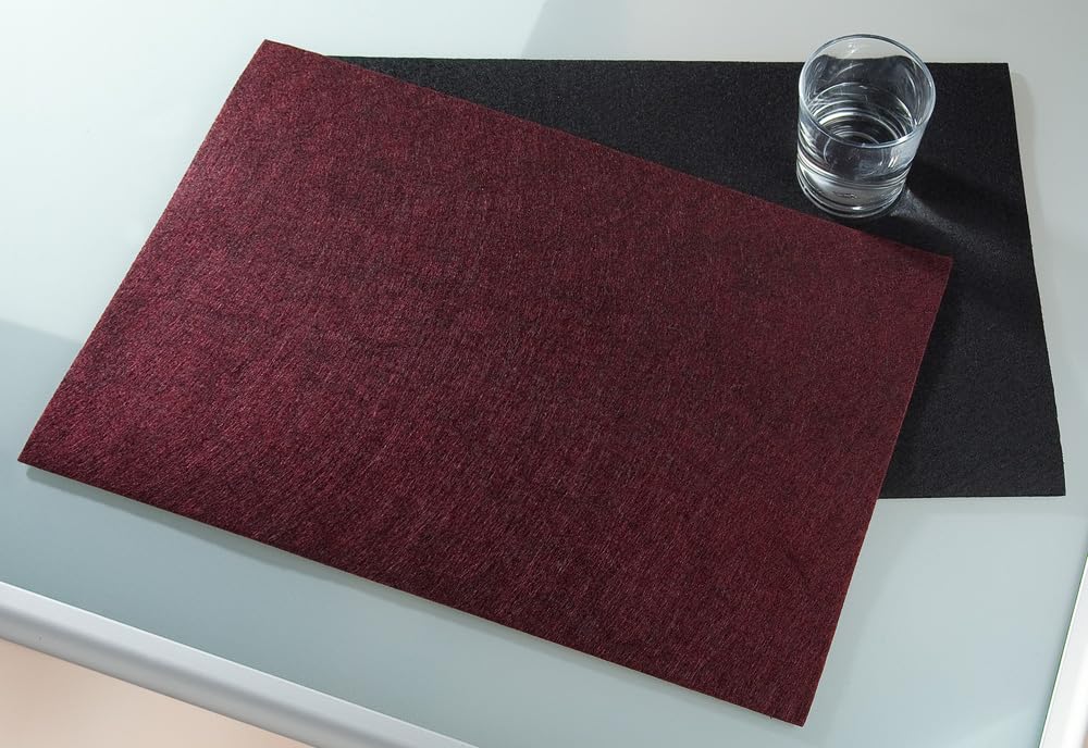 Pack of 16 Placemat, Rectangular, Felt, Dark Red, PU 16, L. 30cm, W. 45cm