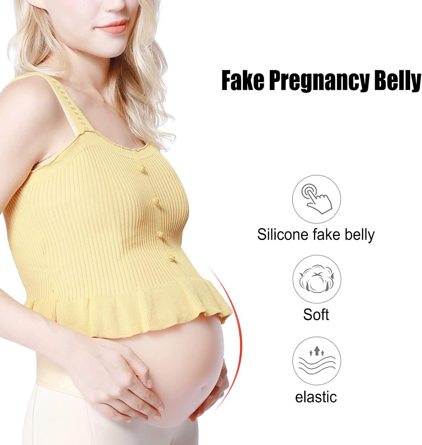 Fake Pregnant Belly, Adjustable Skin Color Silicone Artificial Fake Belly Double Shoulder Strap, Breathable False Pregnancy Belly for Actor Performance Props, Screen Performance, Advertising(01)
