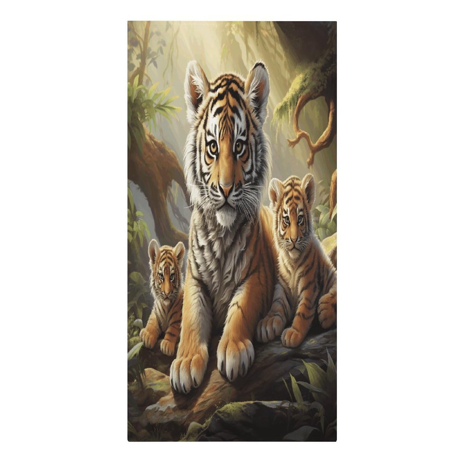 VstaDank Jungle Tigers Cub Beach Towel Microfiber Oversized Beach Blanket Super Absorbent Soft Pool Bath Towel Sand Free Quick Dry Travel Towels Gifts for Yoga Sports Adults 30" X 61"
