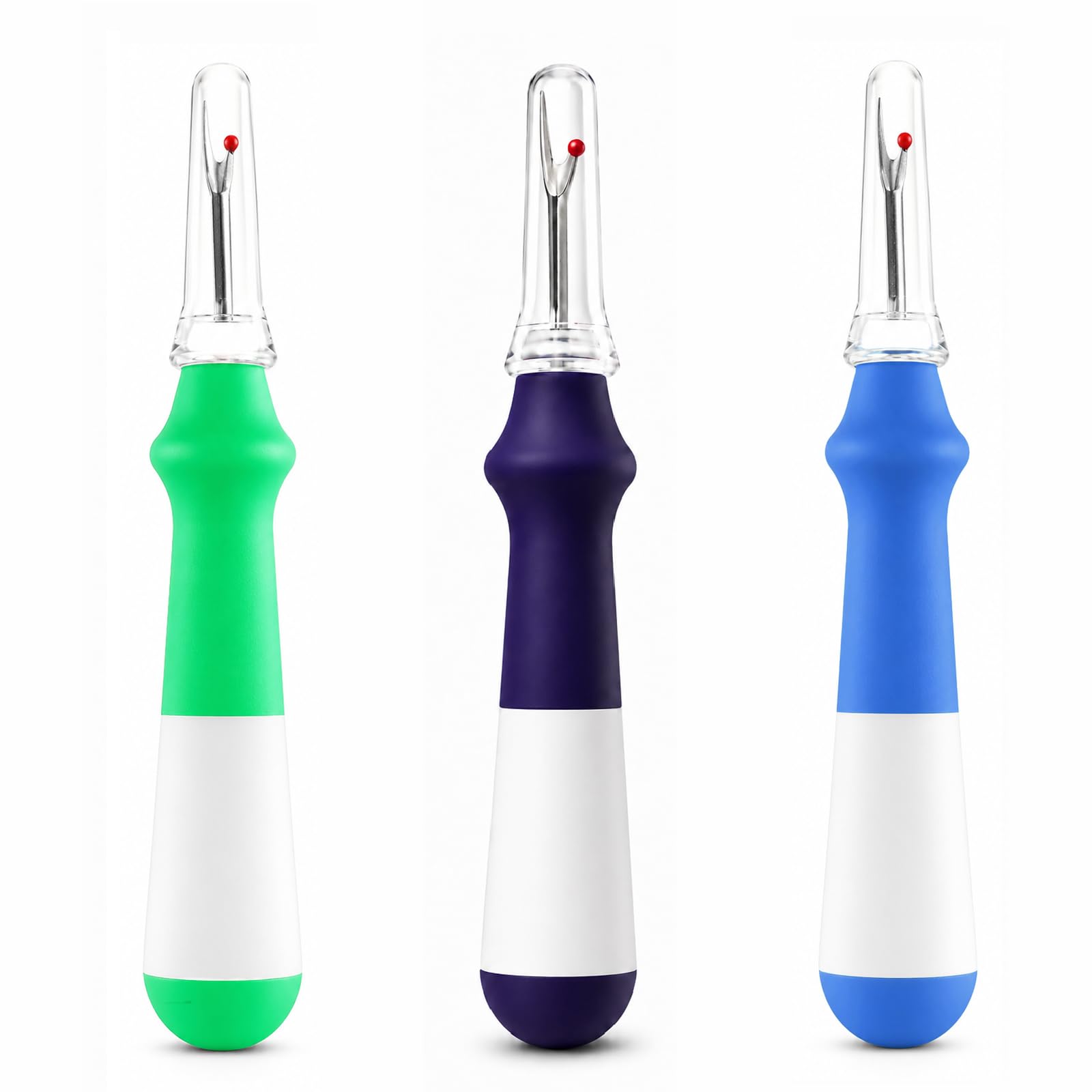 Destripador de costuras para costura, 3 piezas, colorido y práctico destripador de puntadas y herramienta para quitar hilos para coser y manualidades, con diseño ergonómico y tapa de seguridad