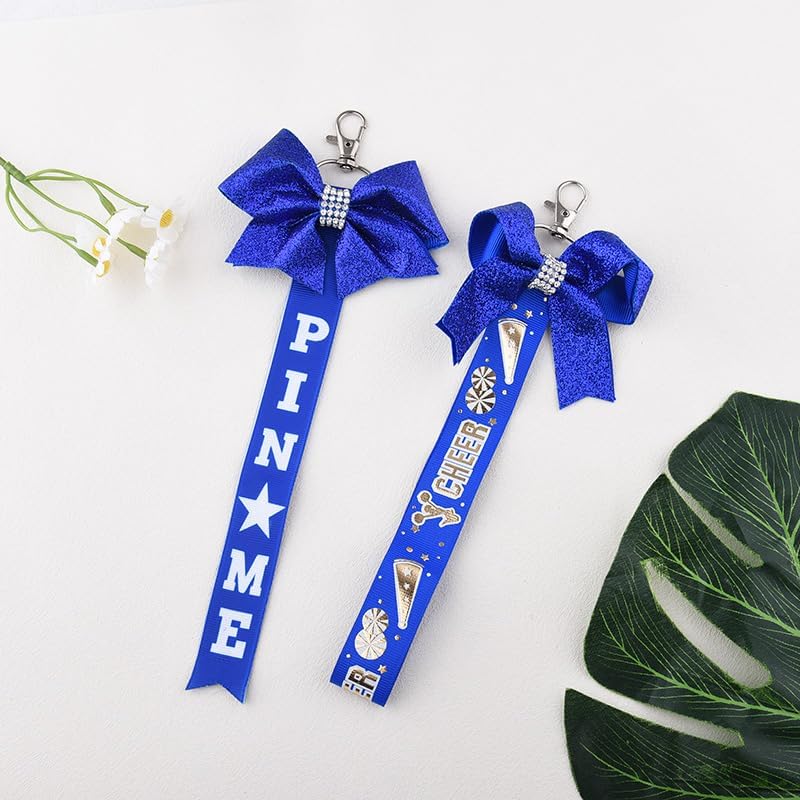 YALLNASL Pin Me Ribbon Cheer Keychain for Girls Cheerleader Gifts for Daughter Granddaughter Cheer Bows for Backpack Book Bag - Image 6