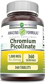 Amazing Formulas Chromium Picolinate 1000 Mcg | Tablets Supplement | Non-GMO | Gluten Free | Made in USA (1 Pack | 360 Count)