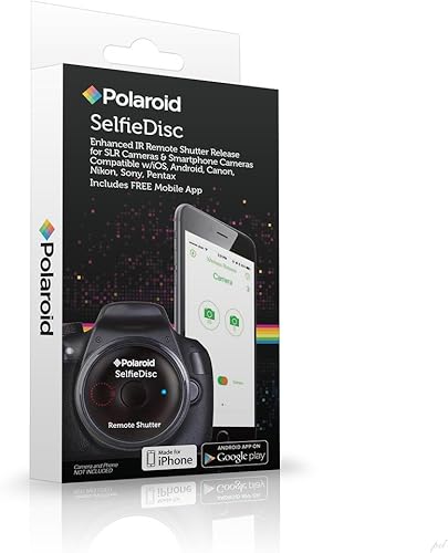 Miniatura 6 de Polaroid SelfieDisc - Liberación de obturador remoto IR mejorada para cámaras SLR y cámaras digitales habilitadas con Bluetooth, compatible con iOS,