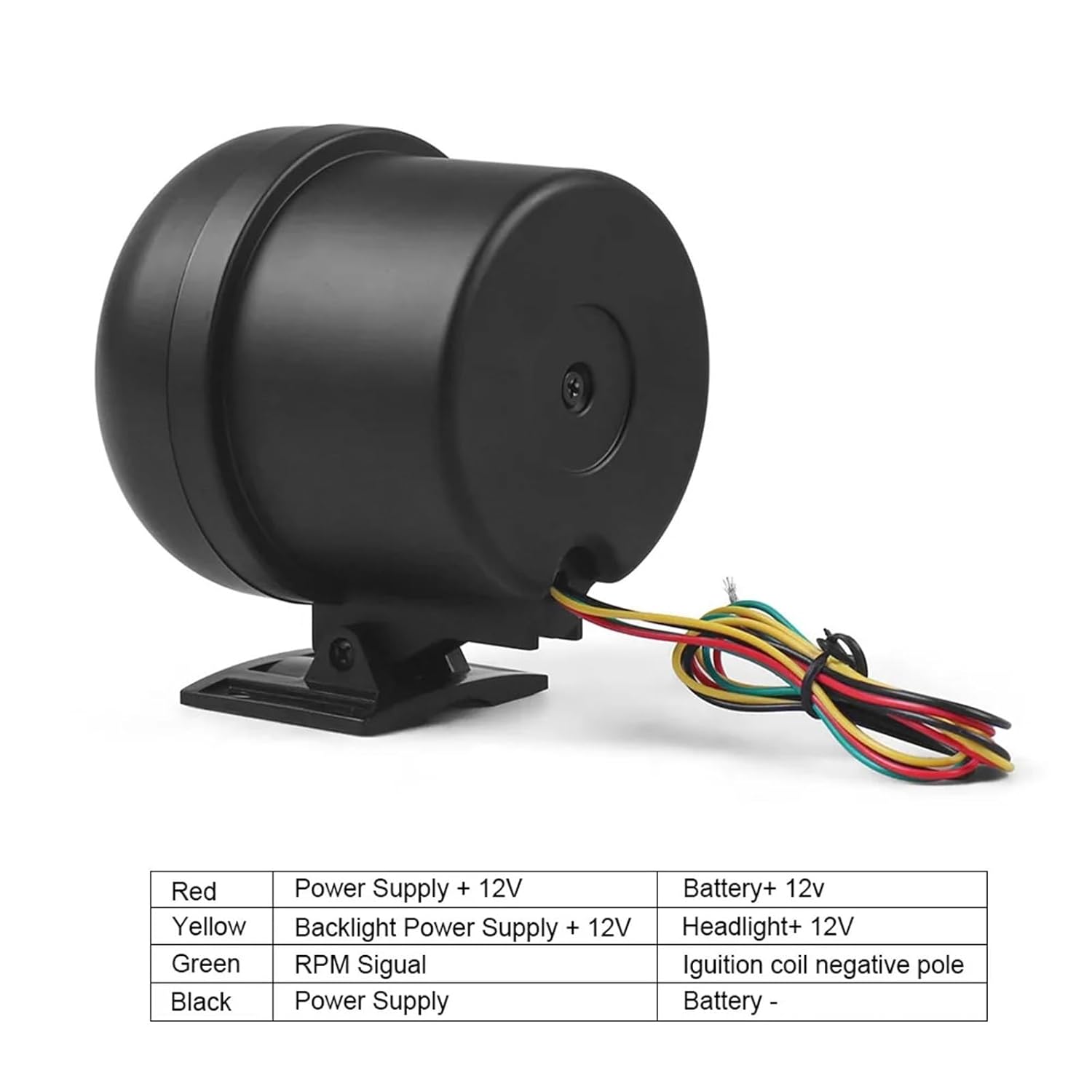 Tachometer 3 3/4" Black Color 0-8000 RPM Gauge with Inter Shift Light Blue Led Car Meter