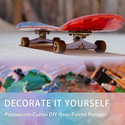 Miniatura 6 de Beipoo Tablas de patineta en blanco de 31 x 8 pulgadas, natural, patineta de doble cola de arce de 7 capas, ideal para reemplazo y pintura artística