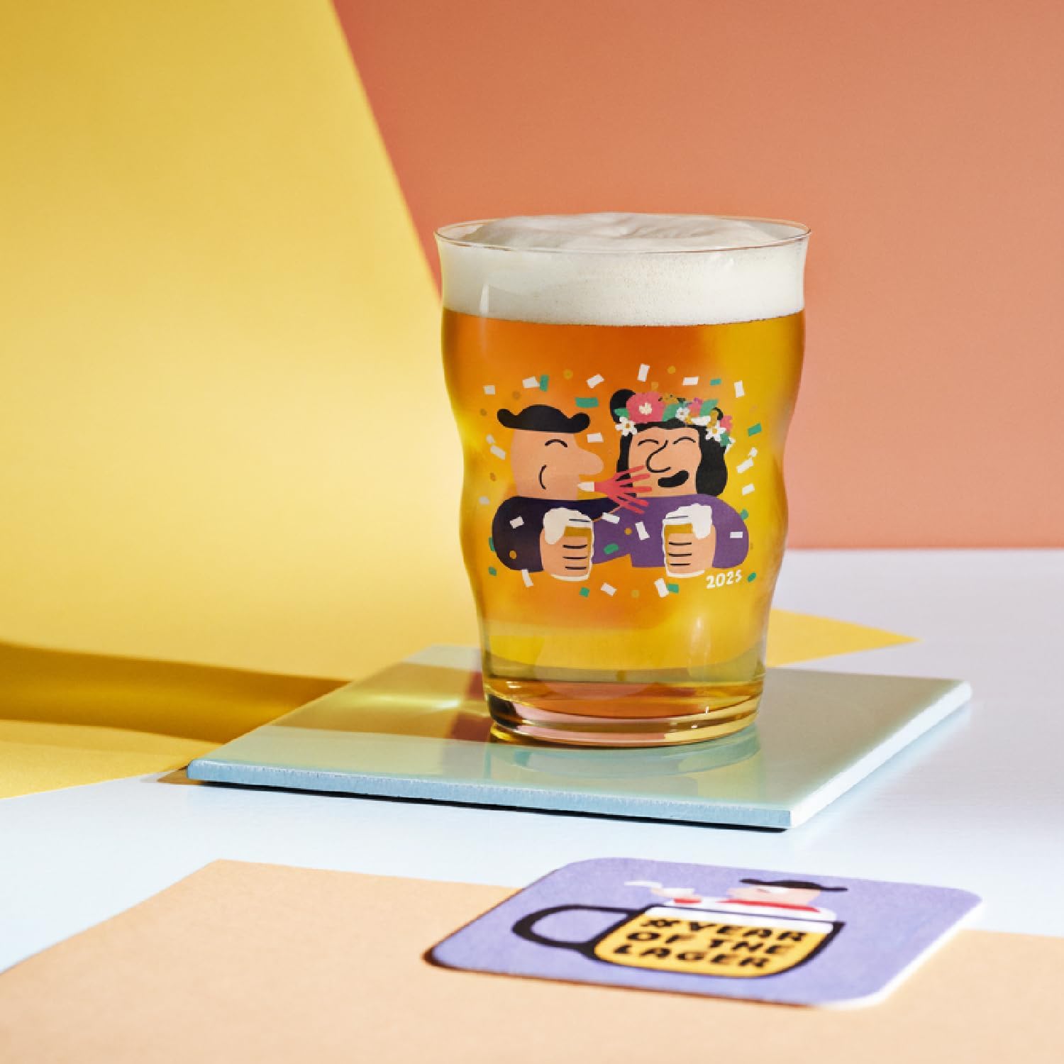 Holmegaard Mikkeller Annual Pint Beer Glass 2025, Clear, 4.7" H, 13.6 oz, Gift Box Included