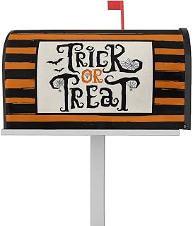 Mailbox Cover Magnetic Halloween Orange Stripe Trick or Treat Mailbox Covers Standard Size 21x18in,Mailbox Covers Wrap Post Letter Box Cover for Garden Yard Outdoor Decor Horror Black Spiders- Web