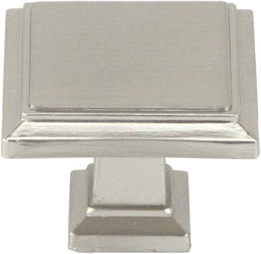 Kingsman Roma Series 1-1/4 in. (32mm) Square Soild Zinc Alloy Cabinet Knob (50, Brushed Nickel)