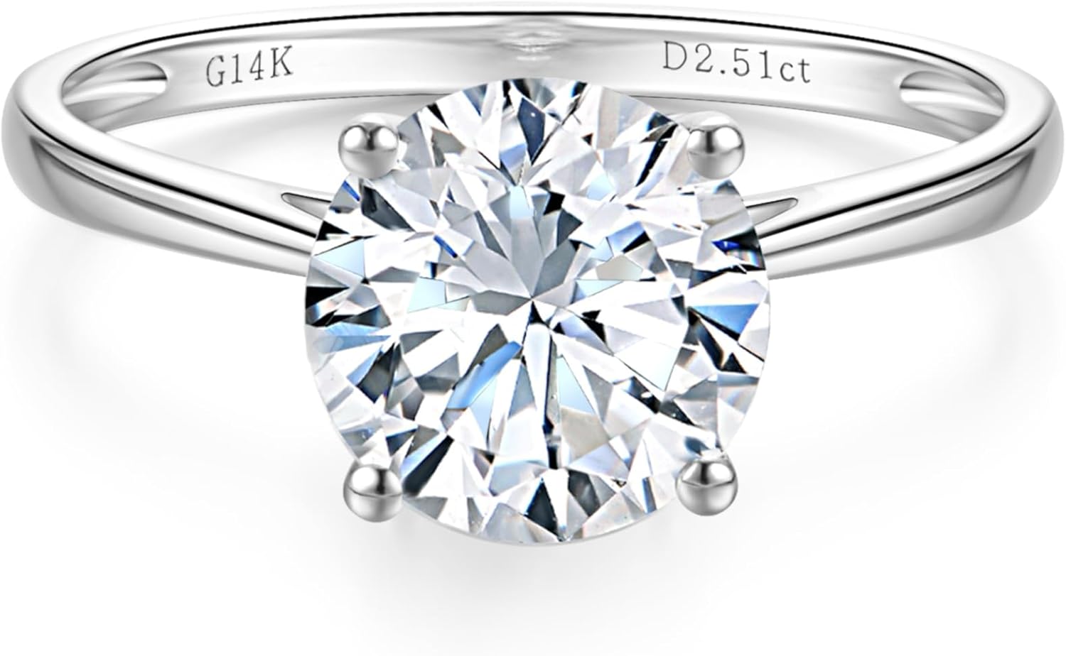 14K White Gold 1 to 3 Carat IGI Certified LAB Grown Diamond Engagement Rings for Women, Round Cut Solitaire Diamond Anniversary Wedding Promise Rings Jewelry Gift for Her, D-F Color, VVS1-VS1 Clarity