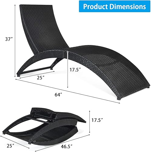 Miniatura 2 de COSTWAY 2PCS Plegable Patio Rattan Lounge Chair Chaise Acolchado Portable Césped Turquesa