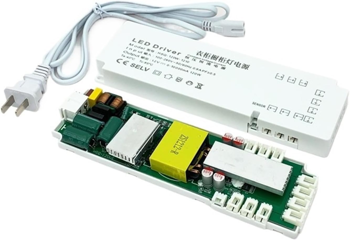 Wardrobe Cabinet Light Power Supply 12V Ultra-Thin Induction Port Showcase Wine Cabinet Layer Linear Light Transformer 24V(DC24V 60W-6 Ports)