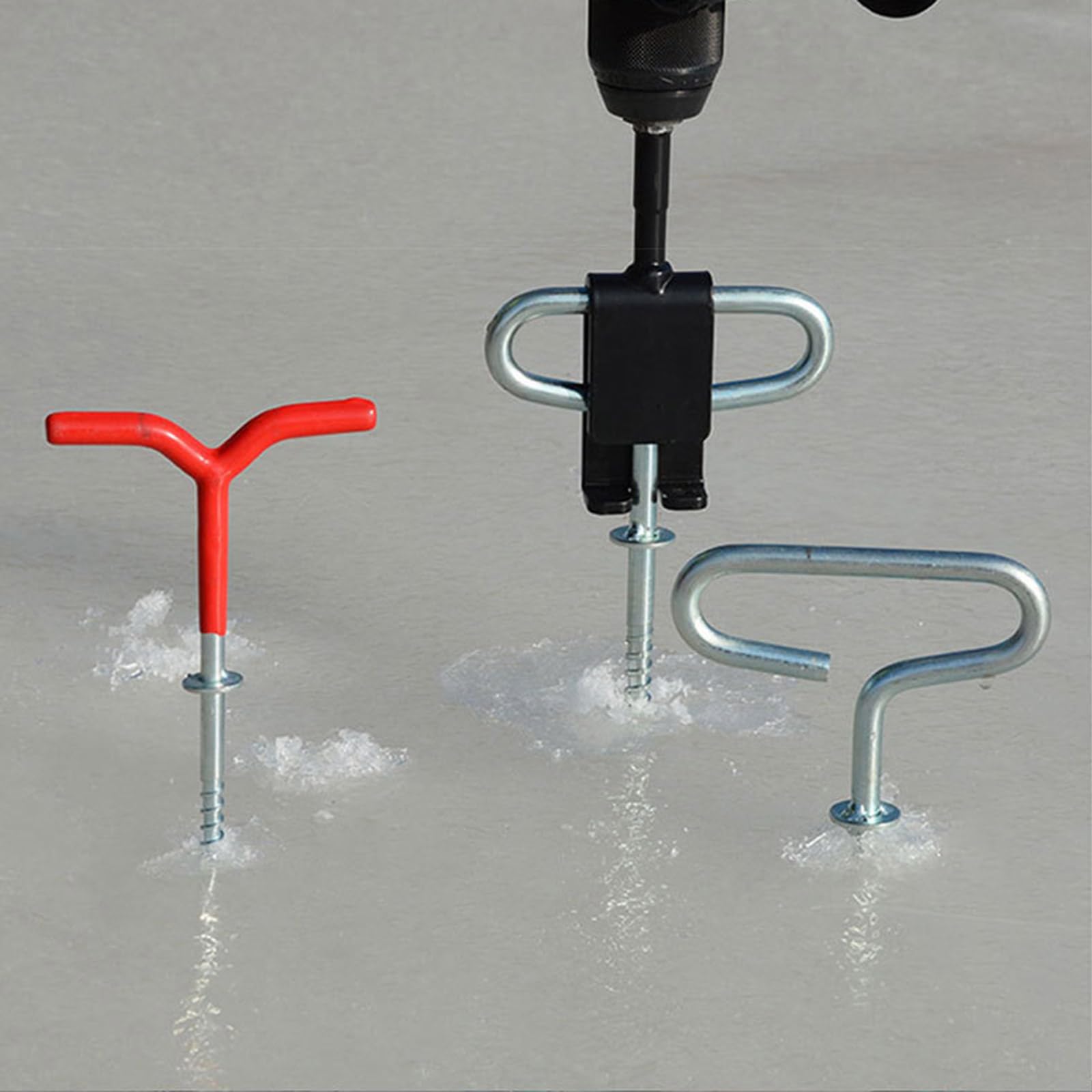 HYBEW Ice Anchors Drill Adapter Ice Anchors Ice Stake Drill Adapter Auger Adapter Shafts for Setting Up Fishing Shelter Tent Ice Fishing Tool Winter