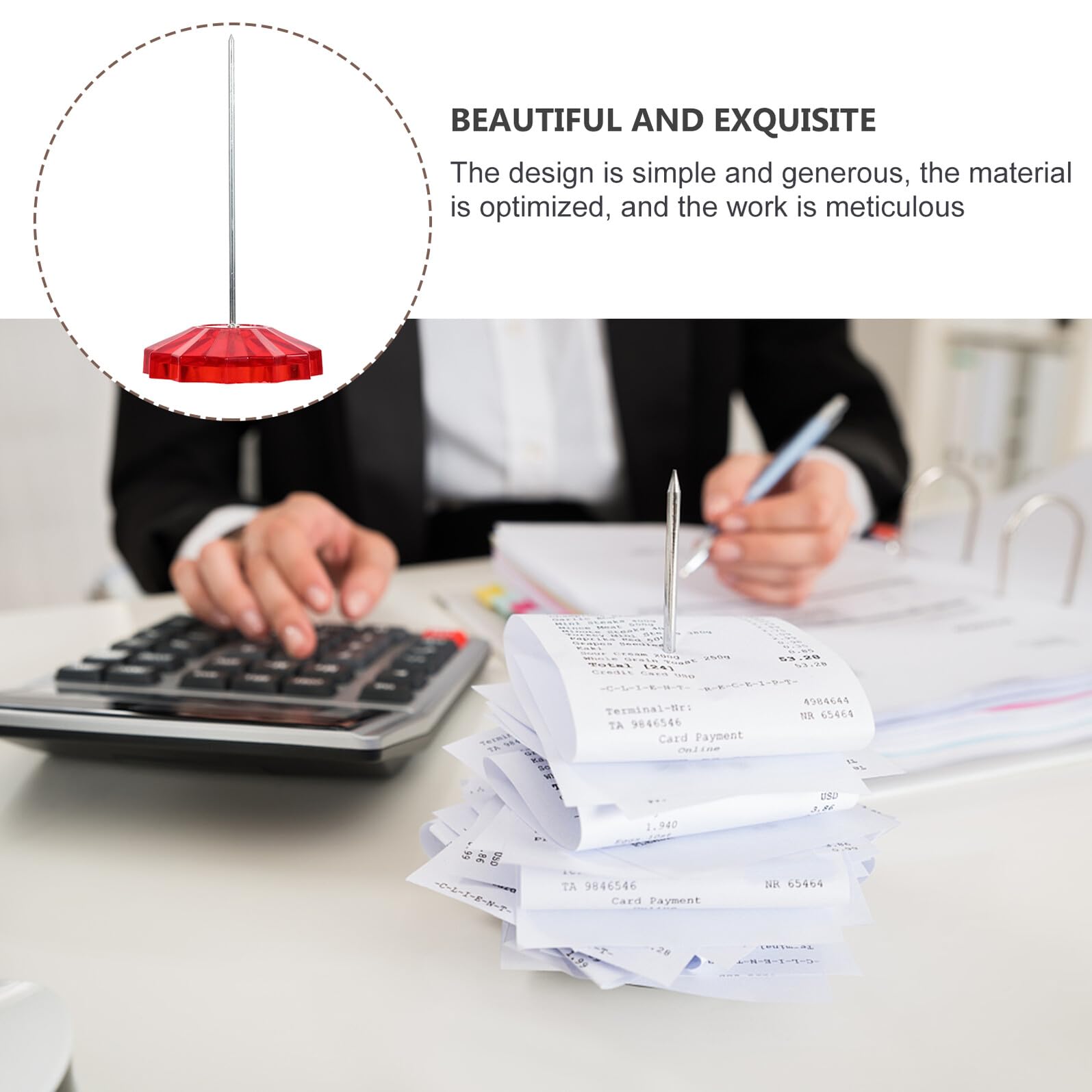 Angoily 6 Piezas Soporte para Recibos de Escritorio Rojo Clip para Notas y Papeles Base Estable para Oficina y Restaurante Accesorio Duradero para Organizar Memos y Facturas