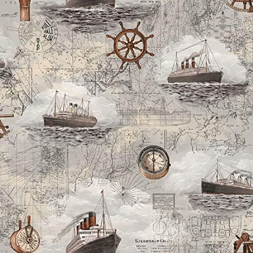 Image of Self Adhesive Wallpaper for Furniture, Almirah, Table Top, Wardrobe, Kitchen, Cupboard Decal & Door| Kitchen Wall Paper Sticker DIY PVC Self Liner Vinyl Stickers. (Pirate Ship, 24x144 Inch)