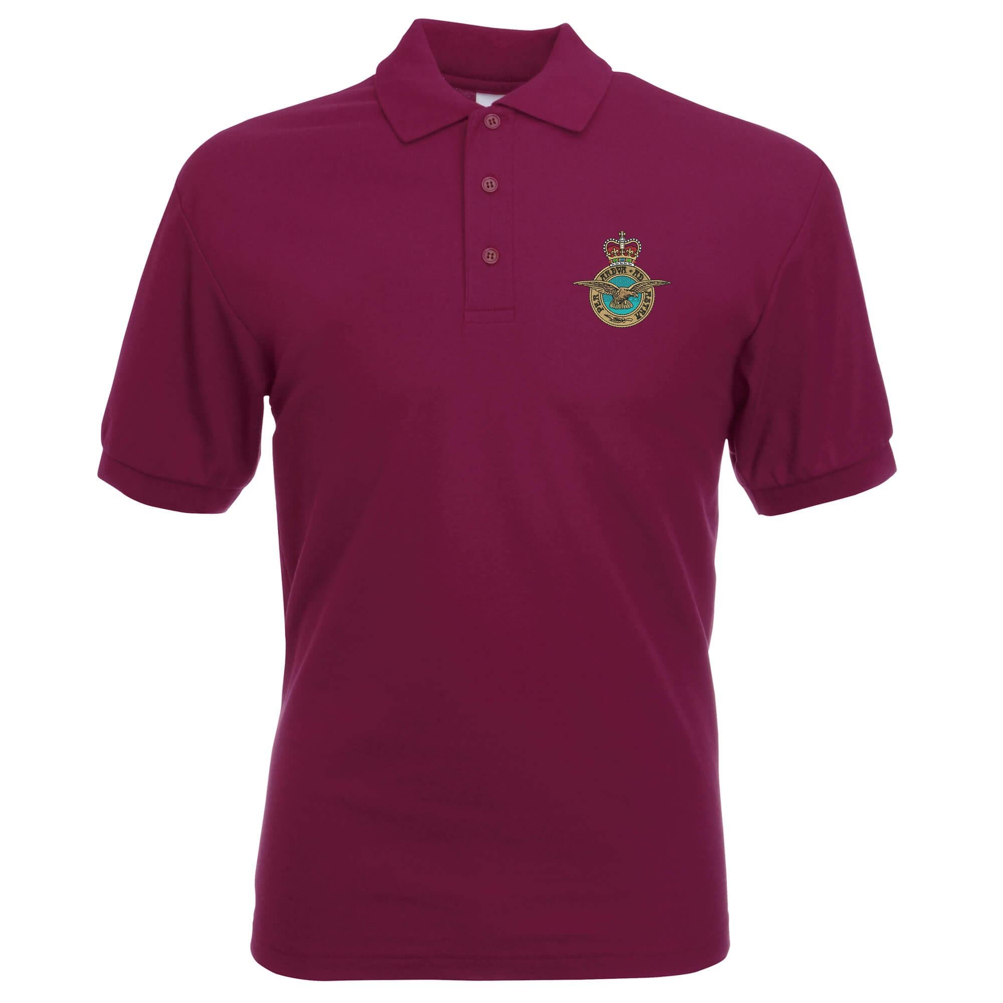 Pineapple Joe's Men's Burgundy Raf Eagle Embroidered Polo - Small